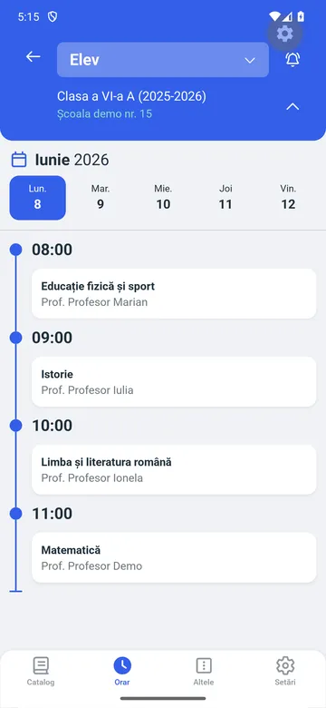 Orarul zilei